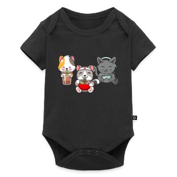 Chat Boba Thé Bubble Tea Gaming Gamer Ramen Anime - Body à manches courtes Premium Bébé - noir - Devant