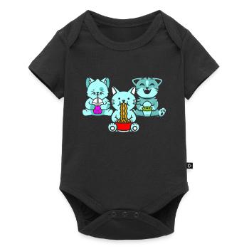 Chat Boba Thé Bubble Tea Gaming Gamer Ramen Anime - Body à manches courtes Premium Bébé - noir - Devant