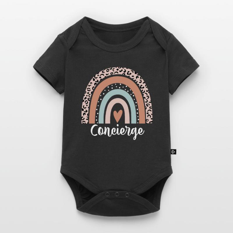 Concierge Regenbogen Leopard Lustiger Concierge Baby Premium Kurzarmbody