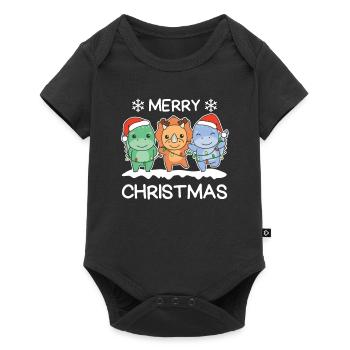 Joyeux Noël Dinosaures Réveillon De Noël Dinos - Body à manches courtes Premium Bébé - noir - Devant