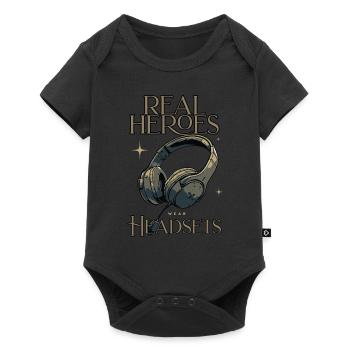 Les vrais héros portent des casques Funny Gamer Boys & Kids - Body à manches courtes Premium Bébé - noir - Devant