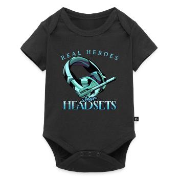 Les vrais héros portent des casques Funny Gamer Boys & Kids - Body à manches courtes Premium Bébé - noir - Devant