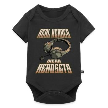 Les vrais héros portent des casques Funny Gamer Boys & Kids - Body à manches courtes Premium Bébé - noir - Devant