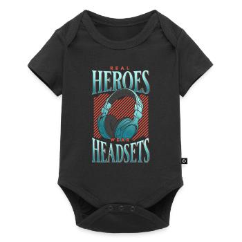 Les vrais héros portent des casques Funny Gamer Boys & Kids - Body à manches courtes Premium Bébé - noir - Devant