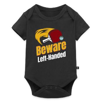 Attention : Gaucher, Humour drôle, Ambidextre - Body à manches courtes Premium Bébé - noir - Devant