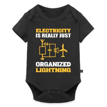 Lustiger Elektriker Elektrischer Superintendent - Baby Premium Kurzarmbody - Schwarz - Vorne