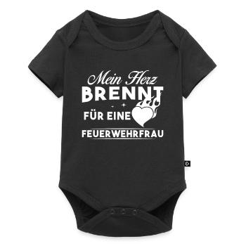 Mein Herz brennt für eine Feuerwehrfrau - Baby Premium Kurzarmbody - Schwarz - Vorne