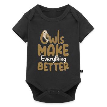 Les hiboux rendent tout meilleur Noctambule Nocturne Bi - Body à manches courtes Premium Bébé - noir - Devant