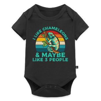 J’aime les caméléons T-shirt rétro - Body à manches courtes Premium Bébé - noir - Devant