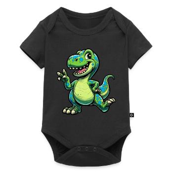 Dinosaure T-Rex Tyrannosaure Dino préhistorique - Body à manches courtes Premium Bébé - noir - Devant