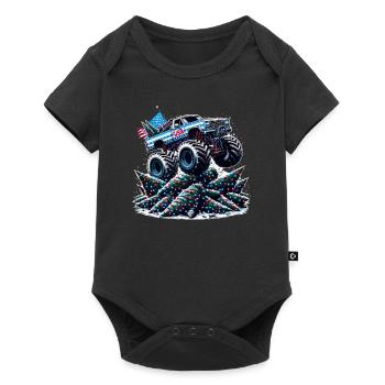 USA Monster Truck - Christmas Trees - Baby Premium short-sleeve bodysuit - black - Front