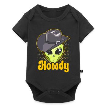 Howdy Alien Cowboy Space UFO Funny Western Rodeo - Baby Premium short-sleeve bodysuit - black - Front
