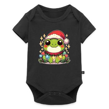 Père Noël chapeau Noël guirlandes lumineuses grenouille - Body à manches courtes Premium Bébé - noir - Devant