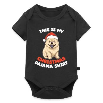 Chow Chow Weihnachts Schlafanzug Hunde - Baby Premium Kurzarmbody - Schwarz - Vorne