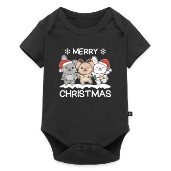 Joyeux Noël lapin réveillon de Noël lapins - Body à manches courtes Premium Bébé - noir - Devant