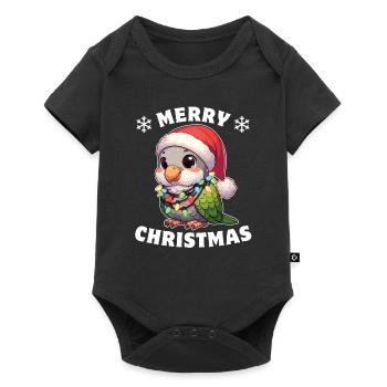 Noël guirlandes lumineuses perruche moine - Body à manches courtes Premium Bébé - noir - Devant