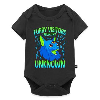 Chat Alien, OVNI, UAP, Espace, Objet volant de l’espace - Body à manches courtes Premium Bébé - noir - Devant