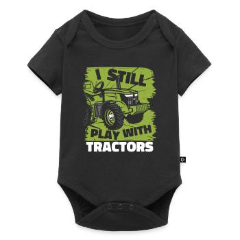 Je joue toujours avec des tracteurs Agriculteur bio Agriculteur agriculteur - Body à manches courtes Premium Bébé - noir - Devant