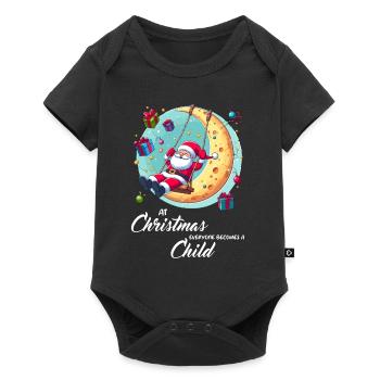 Père Noël sur balançoire enfant de Noël - Body à manches courtes Premium Bébé - noir - Devant