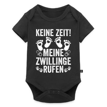 Vater Zwillingspapa Papa von Zwillingen - Baby Premium Kurzarmbody - Schwarz - Vorne