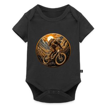 Vététiste, VTT, montagnes, soleil - Body à manches courtes Premium Bébé - noir - Devant