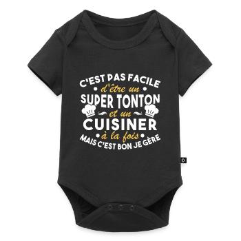 Super Tonton et un Cuisinier Cadeau Humour - Body à manches courtes Premium Bébé - noir - Devant