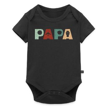 Pilote Aviation Rétro Vintage Avion Père Papa - Body à manches courtes Premium Bébé - noir - Devant