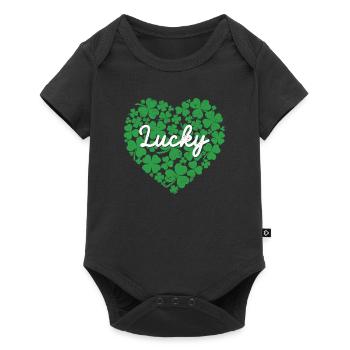 Lucky Irish Heart Shamrock trèfle à 4 feuilles - Body à manches courtes Premium Bébé - noir - Devant