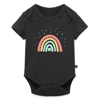 Trèfle à quatre feuilles Arc-en-ciel de la Saint-Patrick - Body à manches courtes Premium Bébé - noir - Devant