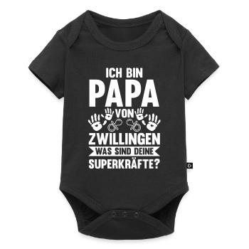 Vater Zwillingspapa Papa von Zwillingen - Baby Premium Kurzarmbody - Schwarz - Vorne
