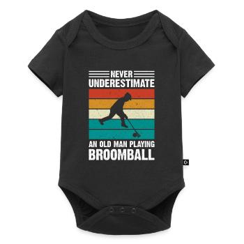 Broomball - Never Underestimate An Old Man Playing - Baby Premium Kurzarmbody - Schwarz - Vorne