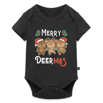 Merry Deermas Jeu de mots Cerf Noël - Body à manches courtes Premium Bébé - noir - Devant