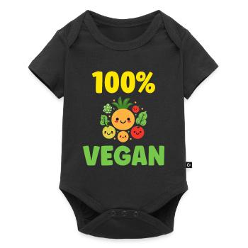 Humour petit légumes vegan - Body à manches courtes Premium Bébé - noir - Devant