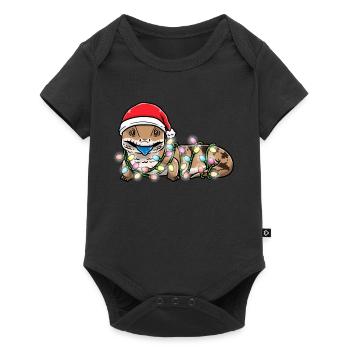 Blauzungenskink Eidechse Mit Weihnachtsbeleuchtung - Baby Premium Kurzarmbody - Schwarz - Vorne