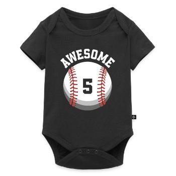 Kinder Geburtstag 5. Geburtstag Baseballparty - Baby Premium Kurzarmbody - Schwarz - Vorne