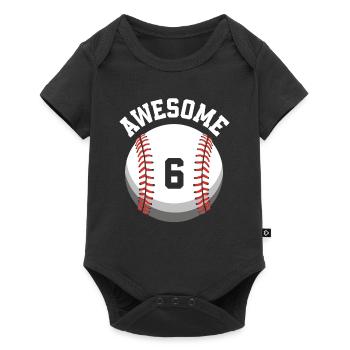 Kinder Geburtstag 6. Geburtstag Baseballparty - Baby Premium Kurzarmbody - Schwarz - Vorne