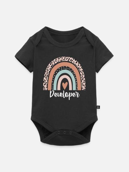 Entwickler Rainbow Leopard Lustiger Entwickler - Baby Premium Kurzarmbody - Schwarz