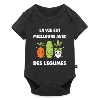 Légumes Humour je suis vegan - Body à manches courtes Premium Bébé - noir - Devant