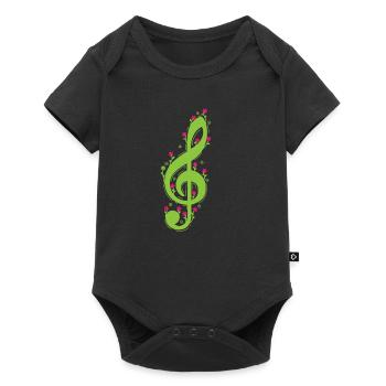 Clef with Flowers Music - Baby Premium short-sleeve bodysuit - black - Front