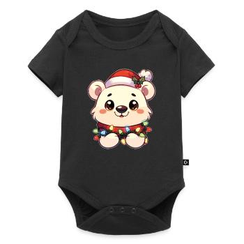 Père Noël chapeau Noël guirlande lumineuse ours polaire - Body à manches courtes Premium Bébé - noir - Devant
