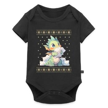 Kawaii Dragon in Ugly Christmas Sweater Style - Baby Premium short-sleeve bodysuit - black - Front