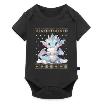 Kawaii Dragon in Ugly Christmas Sweater Style - Baby Premium short-sleeve bodysuit - black - Front