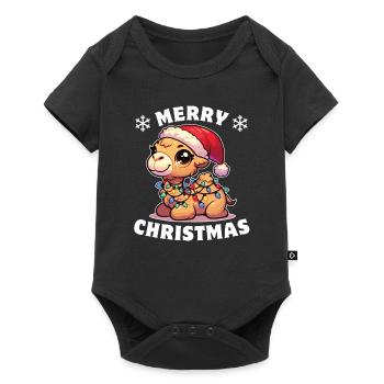 Santa Hat Christmas Fairy Lights Camel - Baby Premium short-sleeve bodysuit - black - Front