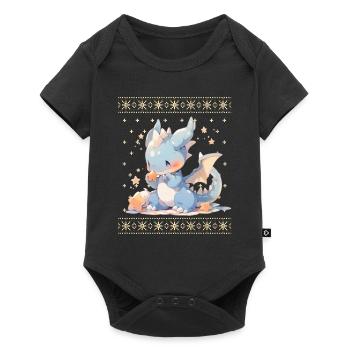 Kawaii Dragon in Ugly Christmas Sweater Style - Baby Premium short-sleeve bodysuit - black - Front