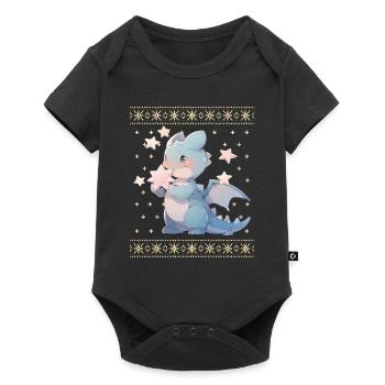 Kawaii Dragon in Ugly Christmas Sweater Style - Baby Premium short-sleeve bodysuit - black - Front