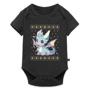 Kawaii Dragon in Ugly Christmas Sweater Style - Baby Premium short-sleeve bodysuit - black - Front