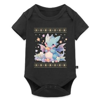 Kawaii Dragon in Ugly Christmas Sweater Style - Baby Premium short-sleeve bodysuit - black - Front