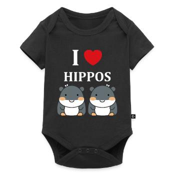 amour petit hippopotame - Body à manches courtes Premium Bébé - noir - Devant