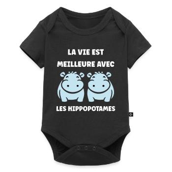 amour petit hippopotame - Body à manches courtes Premium Bébé - noir - Devant
