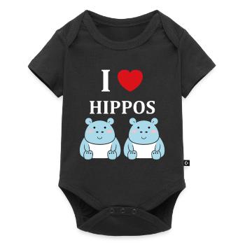 amour petit hippopotame - Body à manches courtes Premium Bébé - noir - Devant